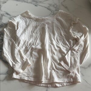 Cat & Jack Cream Long Sleeve Tee with Ruffle Detail 4T